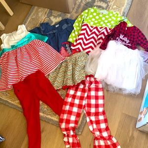 Girls Christmas Bundle Dresses and Outfits Lot 3T